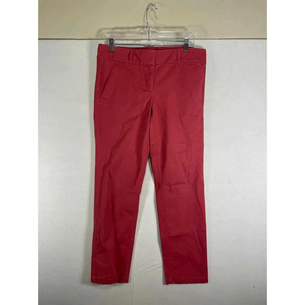 Ann‎ Taylor Loft Marisa Fit Pants Red Coral Straight Leg Chino Trousers Womens 8